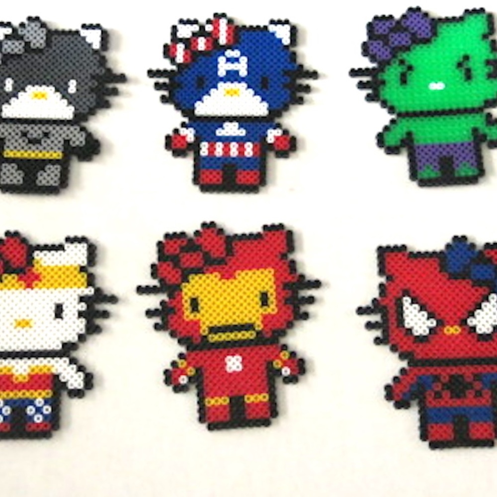 Perler Beads Hello Kitty Superhero Ornaments